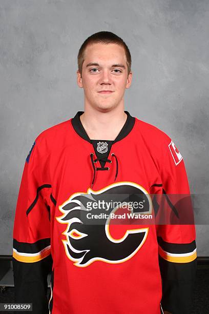 Tim Erixon of the Calgary Flames poses for his official headshot for the 2009-2010 NHL season.