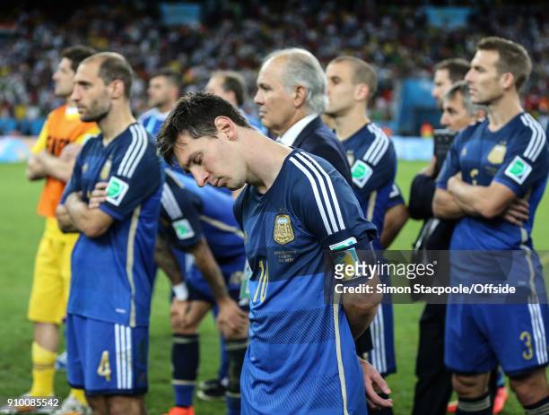 July 2014 - FIFA World Cup - Final - Germany v Argentina - Lionel Messi of Argentina reacts after the defeat .