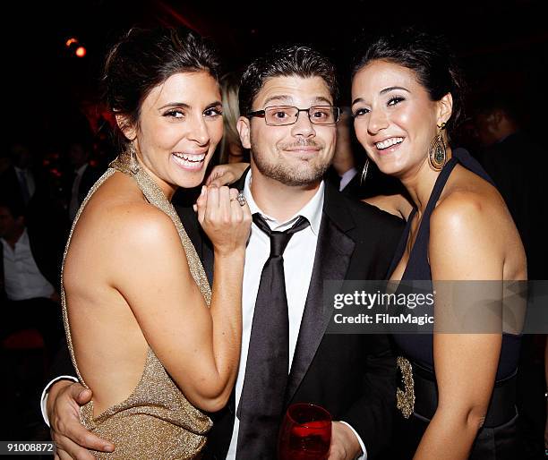 Jamie-Lynn Sigler, Jerry Ferrara and Emmanuelle Chriqui attend HBO's Post Emmy Awards Party held at Pacific Design Center on September 20, 2009 in...