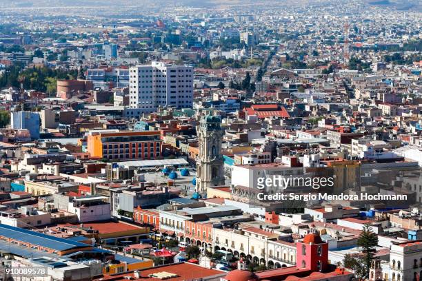 a panoramic view of the city of pachuca, mexico, in the state of hidalgo - mexico city clock tower stock pictures, royalty-free photos & images
