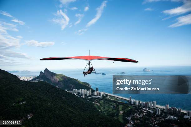 hang gliding - rio de janeiro beach stock pictures, royalty-free photos & images