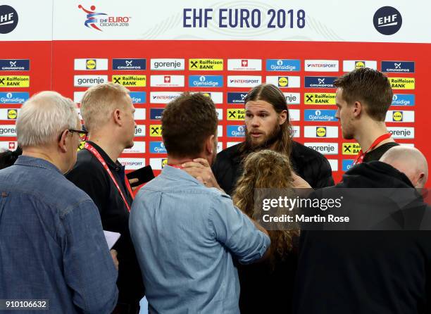 Mikkel Hansen of Denmark attends the EHF Media Call at Arena Zagreb on January 25, 2018 in Zagreb, Croatia.