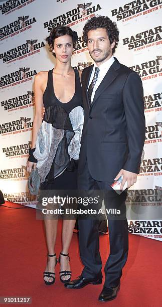 Actor Francesco Scianna and Virginie Marsan attend "Inglourious Basterds" Premiere at the Warner Cinema on September 21, 2009 in Rome, Italy.