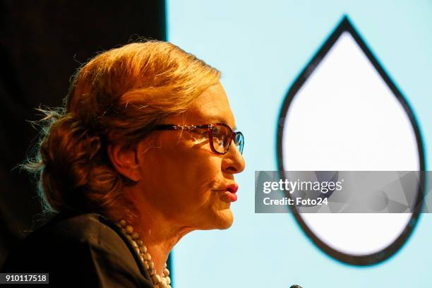 Premier Helen Zille and Democratic Alliance leader Mmusi Maimane address a crowd at the Joseph Stone Auditorium in Athlone on January 24, 2018 in...