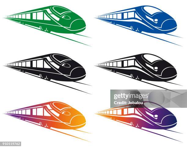 bildbanksillustrationer, clip art samt tecknat material och ikoner med super strömlinjeformad tåg clipart - bullet trains