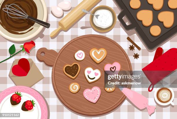 valentine's day-cookies - renovieren stock-grafiken, -clipart, -cartoons und -symbole