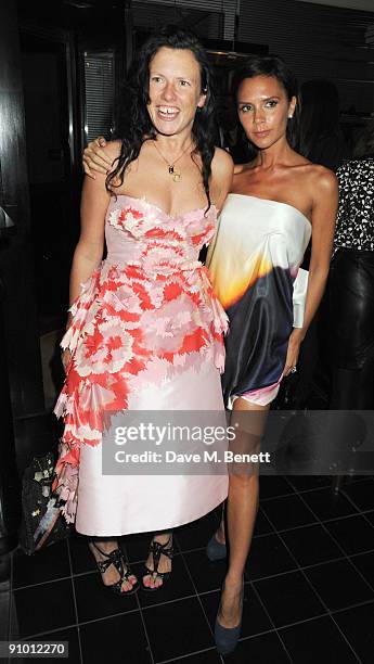 Katie Grand and Victoria Beckham attend the private dinner hosted by editor of British Vogue, Alexandra Shulman in association with Net-A-Porter.com...