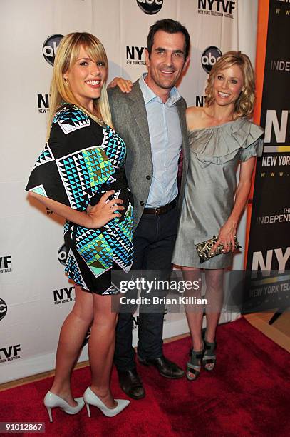 Actors Busy Philipps, Ty Burrell, and Julie Bowen attend the 2009 New York Television Festival screening of "Modern Family" & Cougar Town" at...