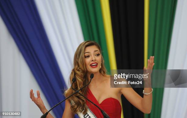 Miss Universe Demi-Leigh Nel-Peters arrived back home at OR Tambo on January 24, 2018 in Johannesburg, South Africa. Nel-Peters is back in SA for the...