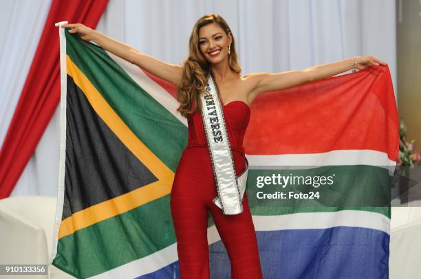 Miss Universe Demi-Leigh Nel-Peters arrived back home at OR Tambo on January 24, 2018 in Johannesburg, South Africa. Nel-Peters is back in SA for the...