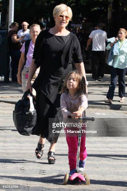 Deborra Lee Furness and daughter Ava Eliot Jackman are seen on the Streets of Manhattan on September 21, 2009 in New York City.