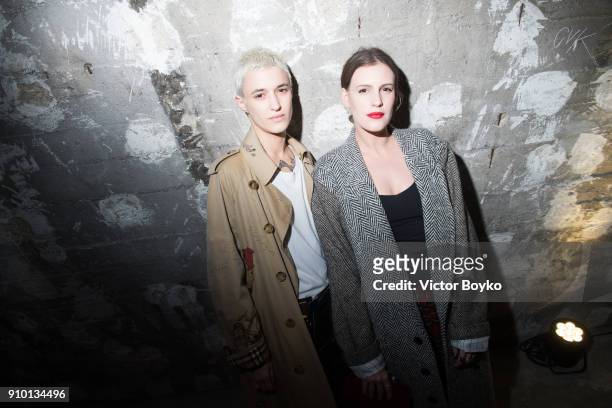 Agathe Mougin and Juliette Dol attend the "Here We Are" : Burberry Exhibition as part of Paris Fashion Week on January 24, 2018 in Paris, France.