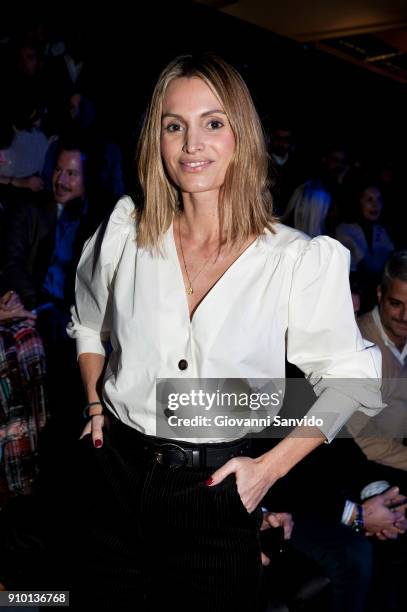 Andrea Pascual is seen at the Alvarno show during the Mercedes-Benz Fashion Week Madrid Autumn/Winter 2018-19 at Ifema on January 25, 2018 in Madrid,...