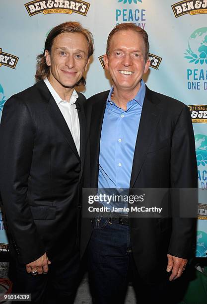 Jeremy Gilley, Peace One Day Founder andWalt Freese,CEO of Ben & Jerry's attend Ben & Jerry's 10th Anniversay Celebration Of Peace Day at The Box on...