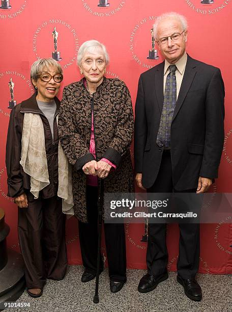 Ruby Dee, Celeste Holm and film historian and scholar Foster Hirsch attend the Academy of Arts and Sciences Monday Nights with Oscar screening of "No...