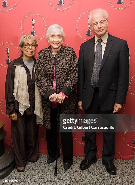 Ruby Dee, Celeste Holm and film historian and scholar Foster Hirsch attend the Academy of Arts and Sciences Monday Nights with Oscar screening of "No...