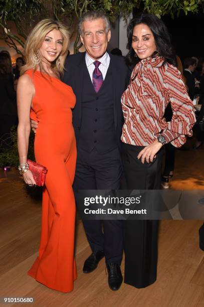 Lisa Tchenguiz, Steve Varsano, and Rena Sindi attend photography exhibition & book launch 'Africa Serena: 30 Years Later' on January 24, 2018 in...