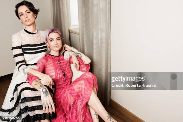 Italian television presenter Andrea Delogu and DJ Ema Stokholma is photographed for Self Assignment on January 2018 in Rome, Italy.