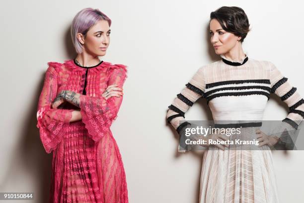 Italian television presenter Andrea Delogu and DJ Ema Stokholma is photographed for Self Assignment on January 2018 in Rome, Italy.