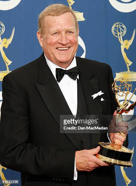 Ken Howard poses with his award for Outstanding Outstanding Supporting Actor in a Miniseries or a Movie for "Grey Gardens" in the press room at the...