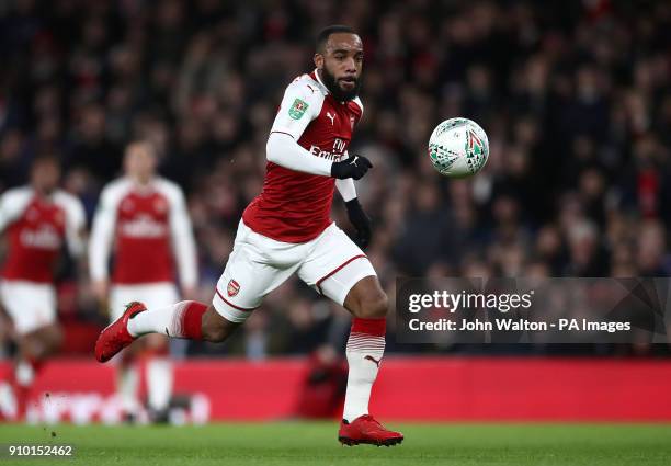 Arsenal's Alexandre Lacazette during the Carabao Cup semi final, second leg match at The Emirates Stadium, London