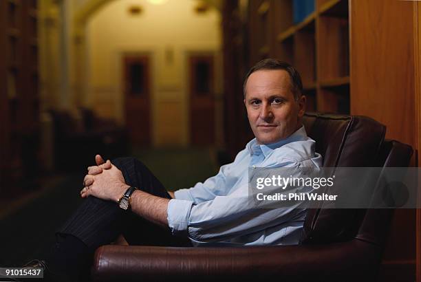 New Zealand Prime Minister John Key poses inside Parliament on September 19, 2009 in Wellington, New Zealand. John Key nears his first year as the...