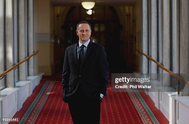 New Zealand Prime Minister John Key poses inside Parliament on September 19, 2009 in Wellington, New Zealand. John Key nears his first year as the...