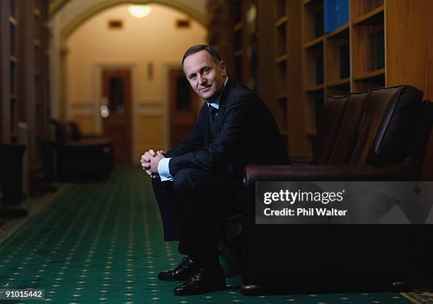 New Zealand Prime Minister John Key poses inside Parliament on September 19, 2009 in Wellington, New Zealand. John Key nears his first year as the...