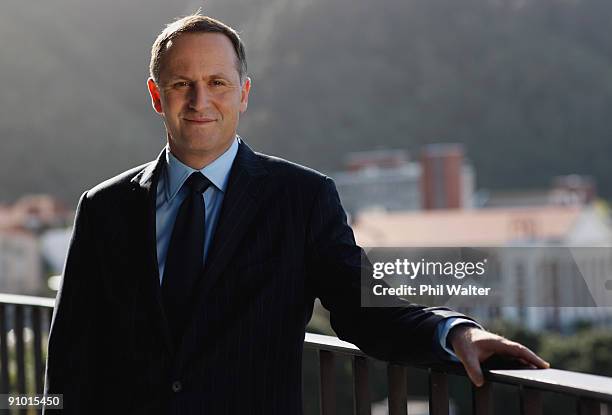 New Zealand Prime Minister John Key poses on his office balcony of the 9th floor of the Beehive on September 19, 2009 in Wellington, New Zealand....