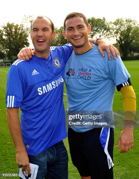 Frank Lampard of Chelsea with Johnny Vaughan during the launch of Chelsea FC's partnership with Capital Radio's charity Help a London Child at the...
