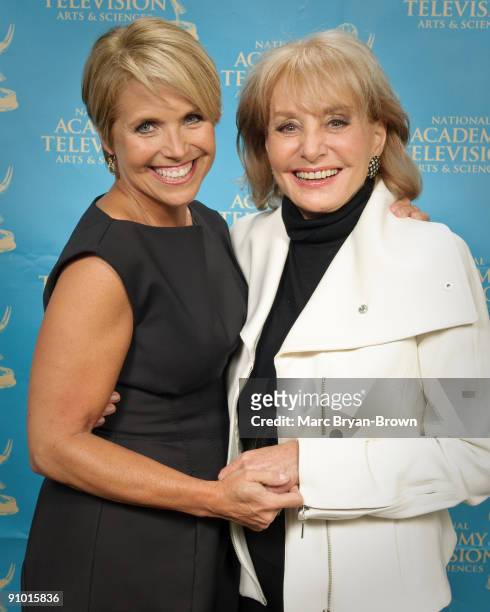 Katie Couric and Barbara Walters attend the 30th annual News & Documentary Emmy Awards at Frederick P. Rose Hall, Jazz at Lincoln Center on September...