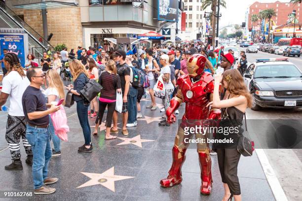 people take pictures at the hollywood walk of fame in hollywood los angeles california - hollywood walk of fame stock pictures, royalty-free photos & images