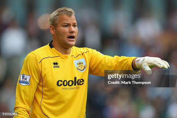 Brian Jensen of Burnley in action during the Barclays Premier League match between Burnley and Sunderland at Turf Moor on September 19, 2009 in...