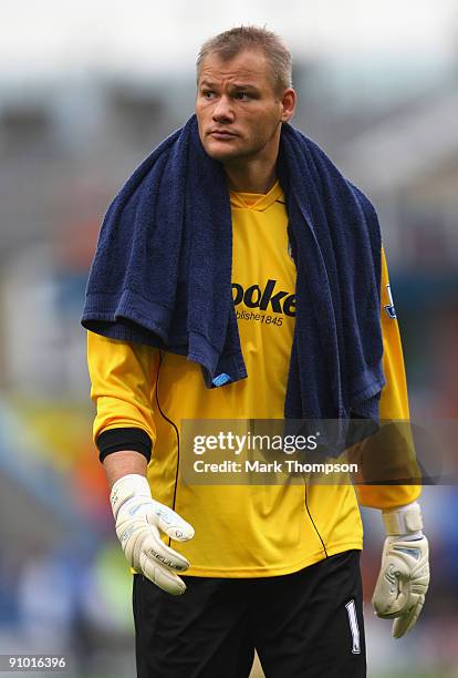 Brian Jensen of Burnley in action during the Barclays Premier League match between Burnley and Sunderland at Turf Moor on September 19, 2009 in...