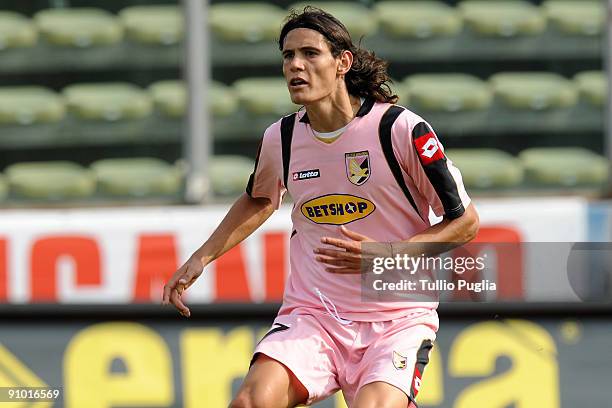 Edinson Cavani of Palermo looks on during the Serie A match played between Parma FC and US Citta di Palermo at Stadio Ennio Tardini on September 20,...