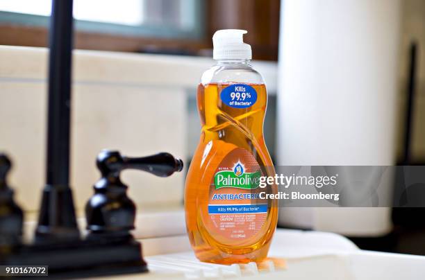 Bottle of Colgate-Palmolive Co. Colgate-Palmolive Co. Palmolive brand dish soap is arranged for a photograph in Tiskilwa, Illinois, U.S., on...