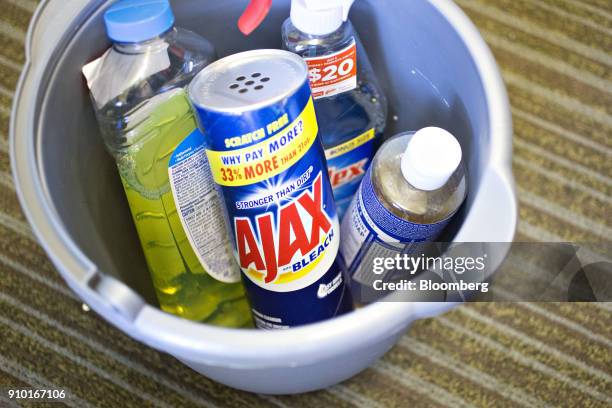 Colgate-Palmolive Co. Ajax brand cleaner is arranged for a photograph in Tiskilwa, Illinois, U.S., on Wednesday, Jan. 24, 2018. The Colgate-Palmolive...