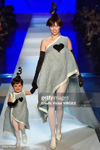 Coco Rocha walks the runway during the Jean Paul Gaultier Haute Couture Spring Summer 2018 show as part of Paris Fashion Week on January 24, 2018 in...