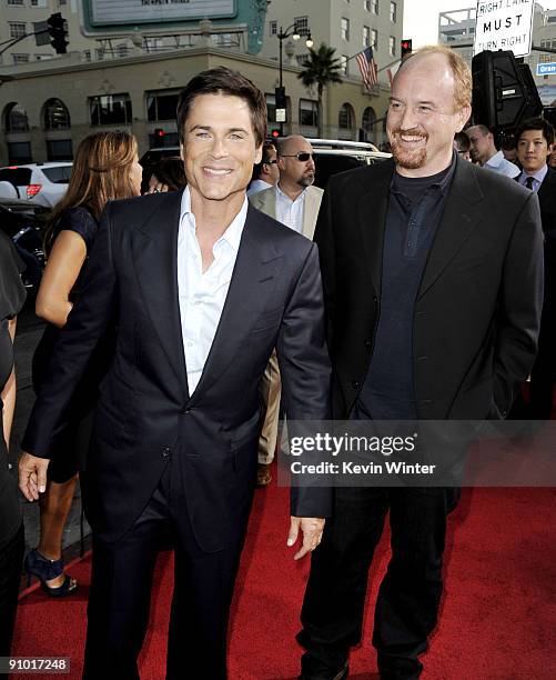 Actors Rob Lowe and Louis C.K. Arrive at the premiere of Warner Bros. Pictures' "The Invention of Lying" at the Chinese Theater on September 21, 2009...