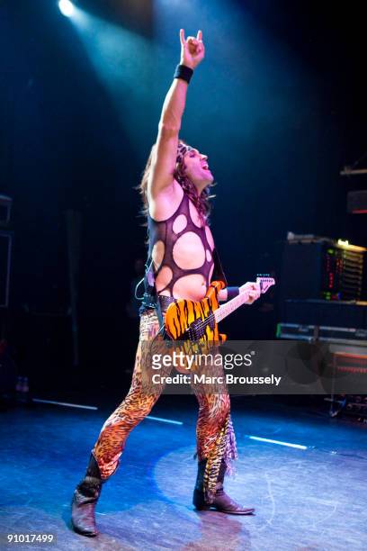 Satchel of Steel Panther performs on stage at Shepherds Bush Empire on September 16, 2009 in London, England.