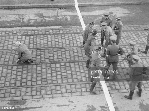 German actress Nana Osten as Rita, the girlfriend of a would be East German defector, in a scene from 'Oggi a Berlino' , directed by Piero Vivarelli,...