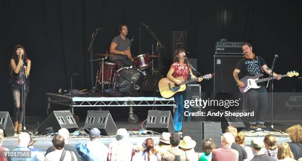 Vanessa Corbala, Tod Adrian Wisenbaker, Morgan Nagler and Casey Wisenbaker of Whispertown 2000 perform on stage on day three of End Of The Road...