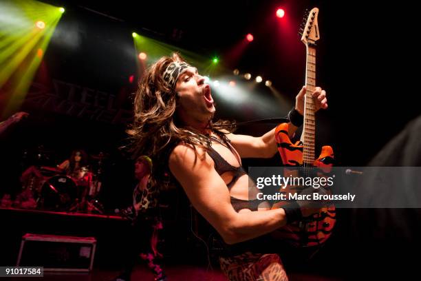 Satchel of Steel Panther perform on stage at Shepherds Bush Empire on September 16, 2009 in London, England.