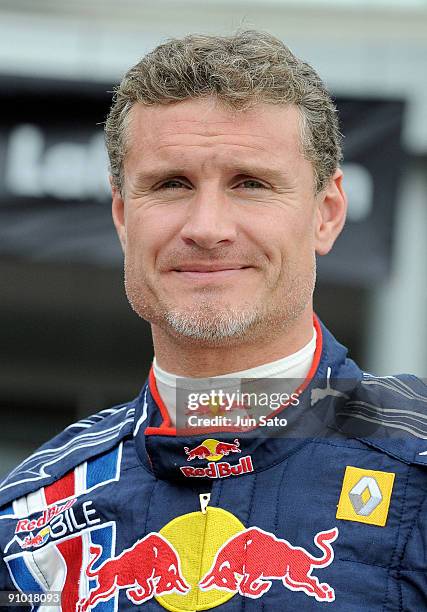 Formula One driver David Coulthard attends "Red Bull Racing Showrun" promotional event at Aeon Lake Town shopping center on September 22, 2009 in...