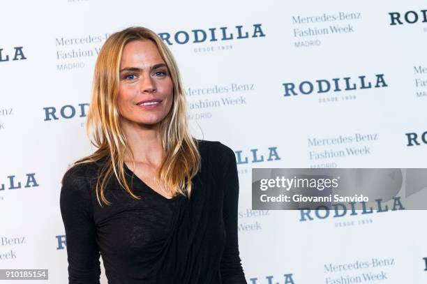 Model Veronica Blume attends the 'Rodilla photocall' during Mercedes-Benz Fashion Week Madrid Autumn/ Winter 2018-19 at IFEMA on January 25, 2018 in...