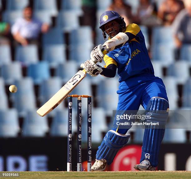 Tilakaratne Dilshan of Sri Lanka hits out during The ICC Champions Trophy Group B match between South Africa and Sri Lanka played at Super Sport Park...