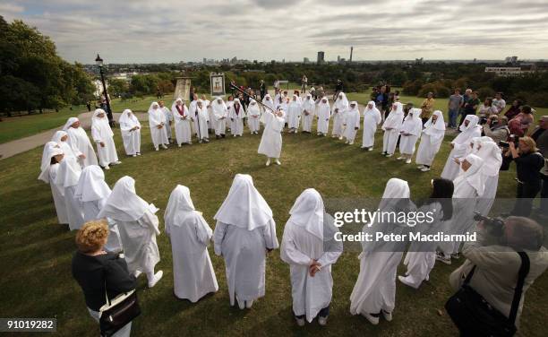 Druids celebrate the Autumn equinox on Primrose Hill on September 22, 2009 in London, England. The ceremony is one of three events staged by the...