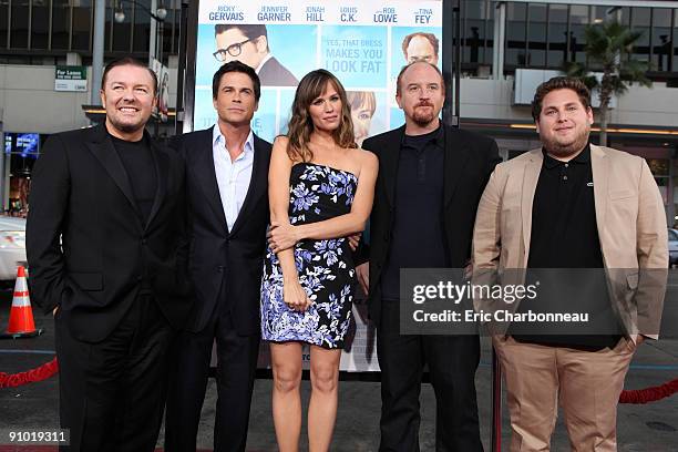 Co-Director/Writer Ricky Gervais, Rob Lowe, Jennifer Garner, Louis C.K. And Jonah Hill at the U.S. Premiere of Warner Bros. Pictures' "The Invention...