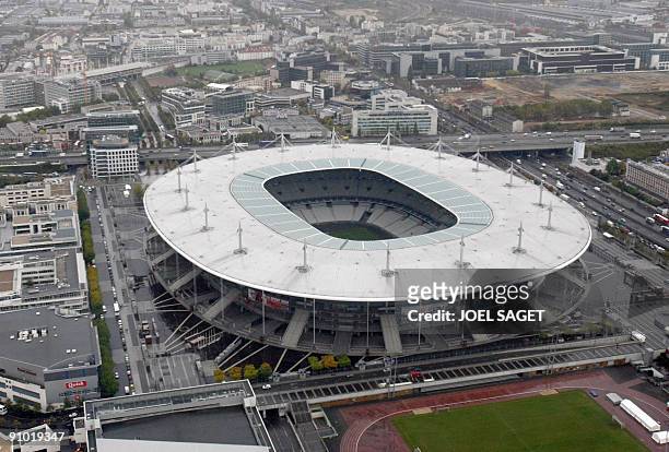 An aerial view taken on October 15, 2008 shows the Stade de France in Saint-Denis, near Paris. AFP PHOTO JOEL SAGET