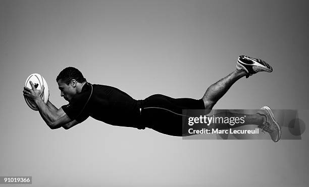 Portrait of England Rugby Union International player Jason Robinson taken during a photoshoot for the Puma Bodywear UK Campaign held on April 22,...